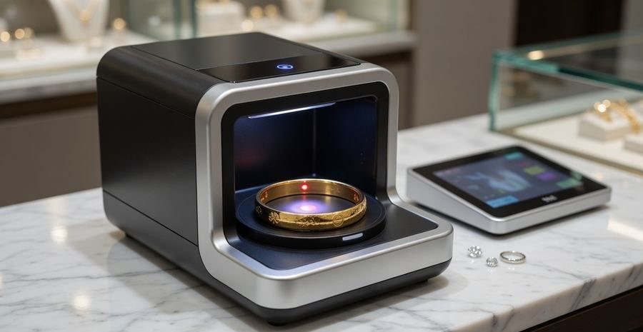 Gold bangle on a karat purity testing machine